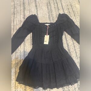 Loveshackfancy Sanaya dress black layered with lace